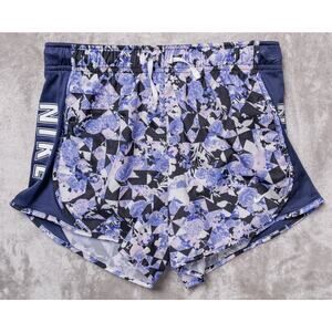Nike Dry Fit Tempo Lined Running Shorts Purple Flowers Navy Blue Womens Size L